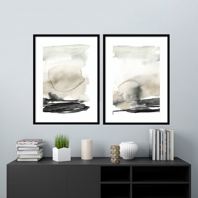 Framed Art Print 'Ebony Horizon Triptych  - Set Of 2' By Jennifer Goldberger - Image 0