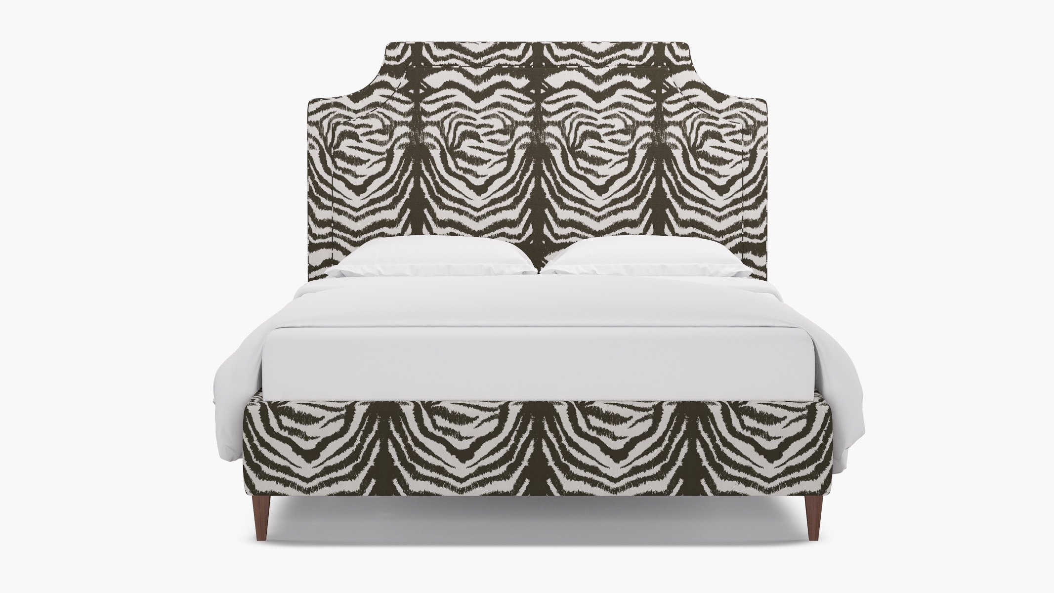 Deco Bed, Zebra, Walnut Square Tapered Leg, Twin - Image 0