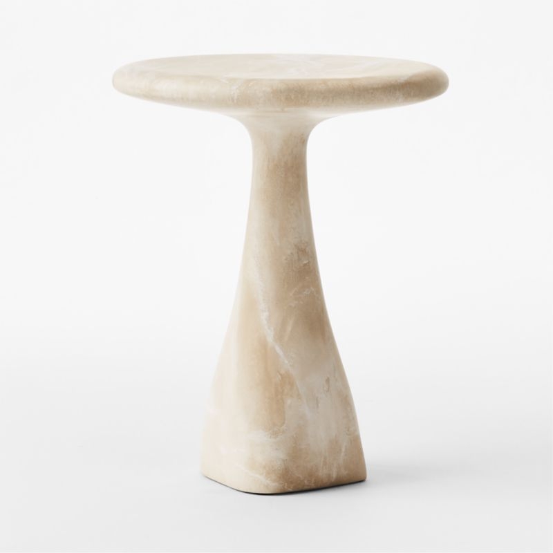 Espira Round Cream Marbled Resin Side Table - Image 2