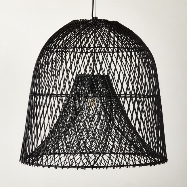 Nassa Woven Black Bamboo Pendant Light - Image 0