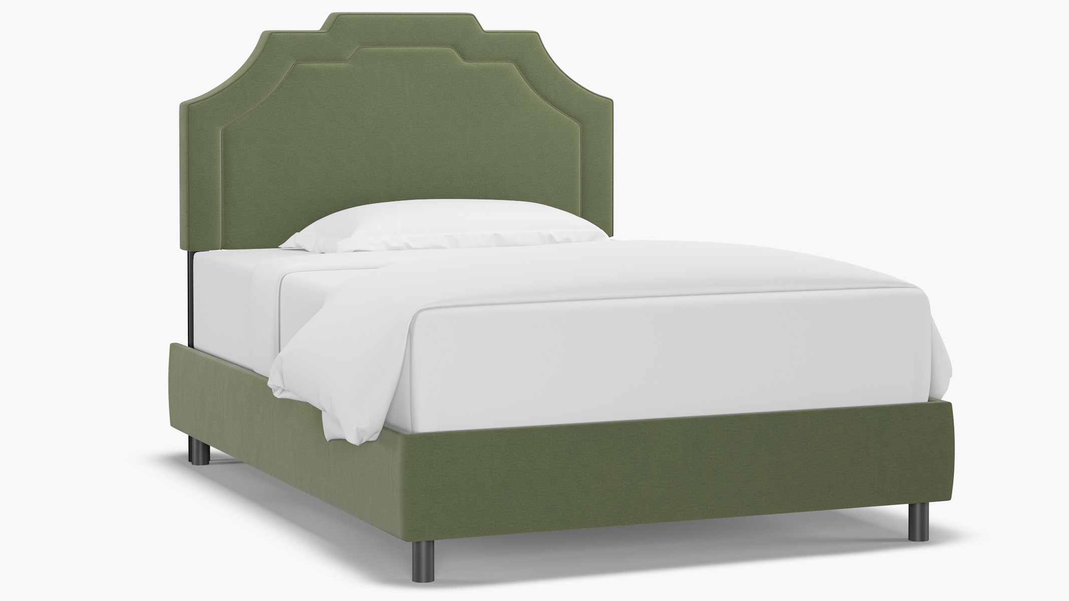 Art Deco Bed, Vert Classic Velvet, Full - Image 1