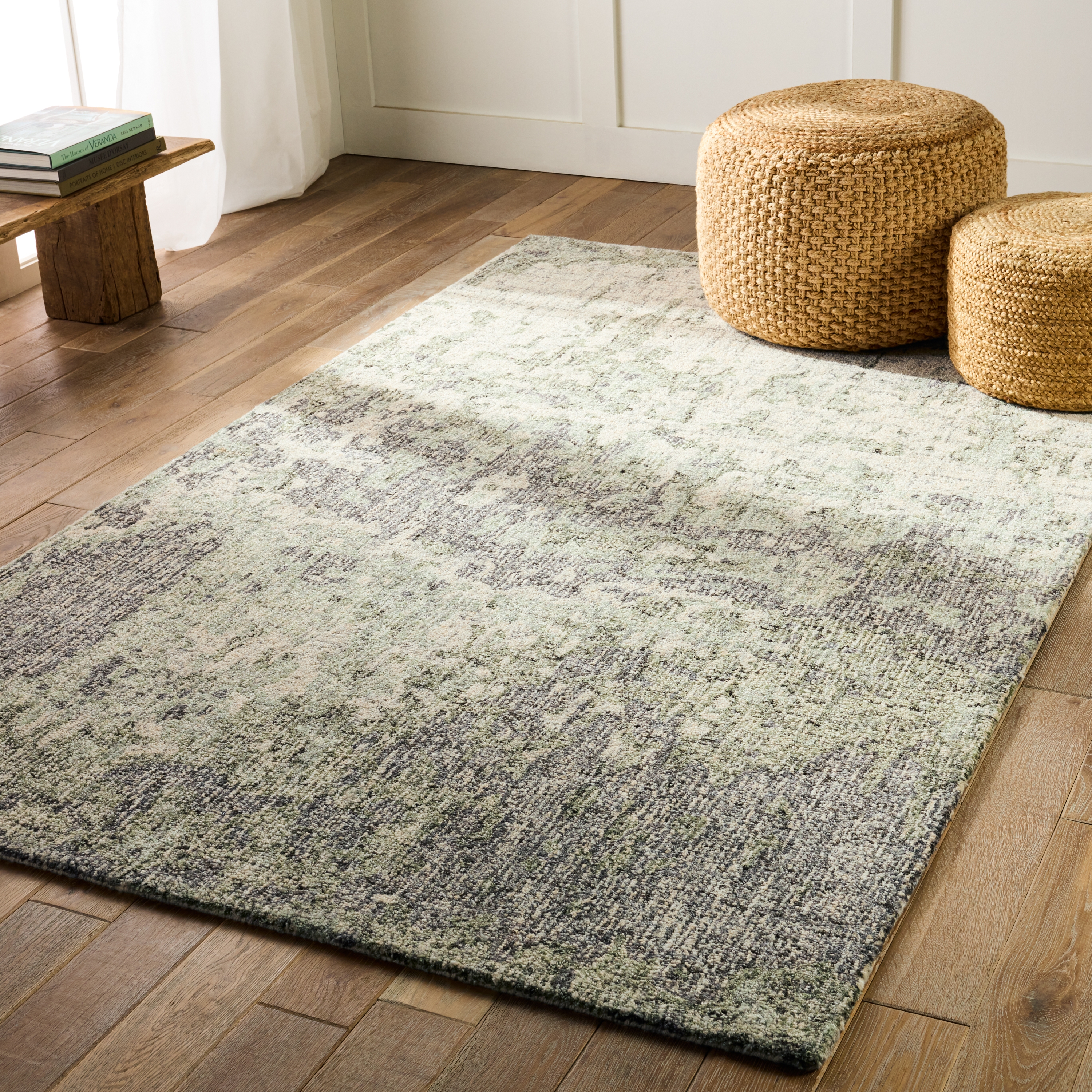 Absolon Handmade Abstract Taupe/ Green Area Rug (8'X10') - Image 4