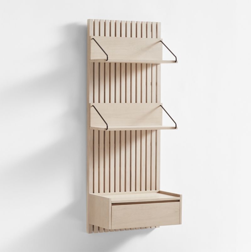 Batten 60" White Oak Panel and Floating Drawer Set - Image 1