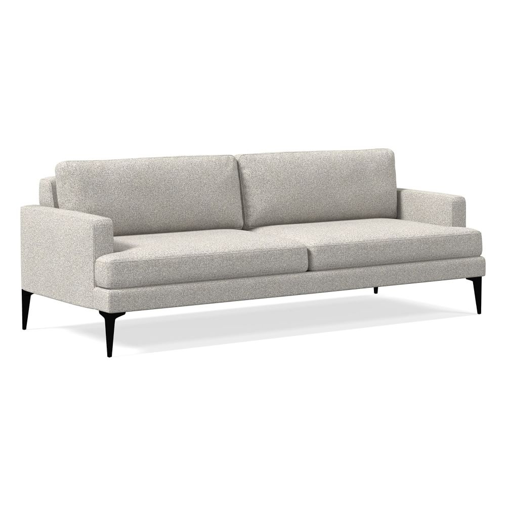 Andes 86" Multi-Seat Sofa, Petite Depth, Chenille Tweed, Storm Gray, Dark Pewter - Image 0