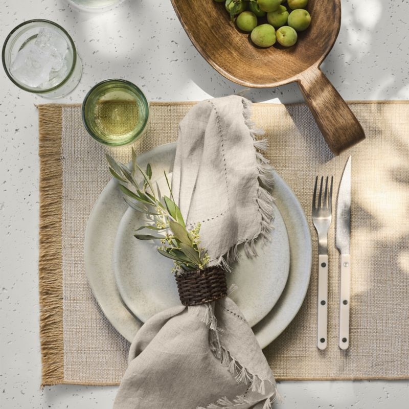 Jute and Organic Cotton Woven Placemat with Fringe Natural by Gaby Dalkin - Image 1