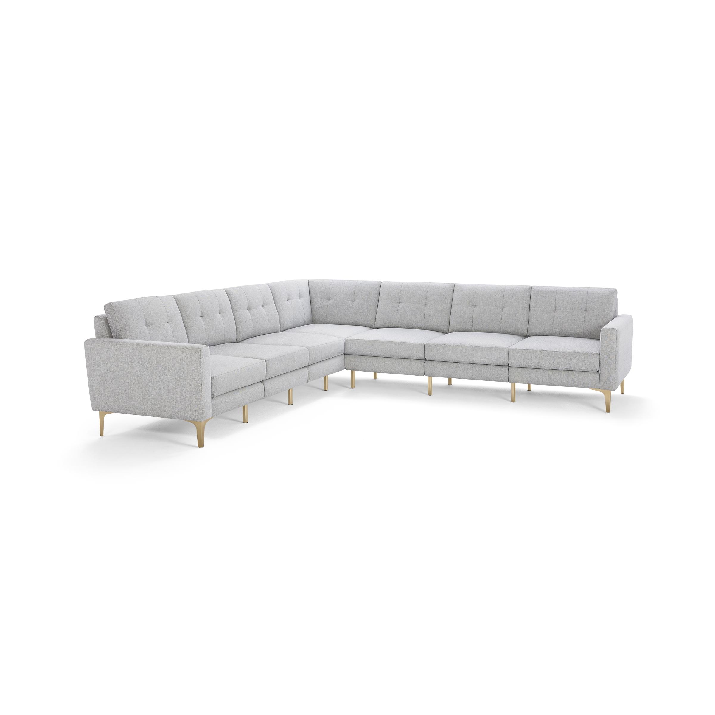 Nomad 7-Seat Corner Sectional - Crushed Gravel - Performance Chenille / Brass - Metal / Block - Image 0