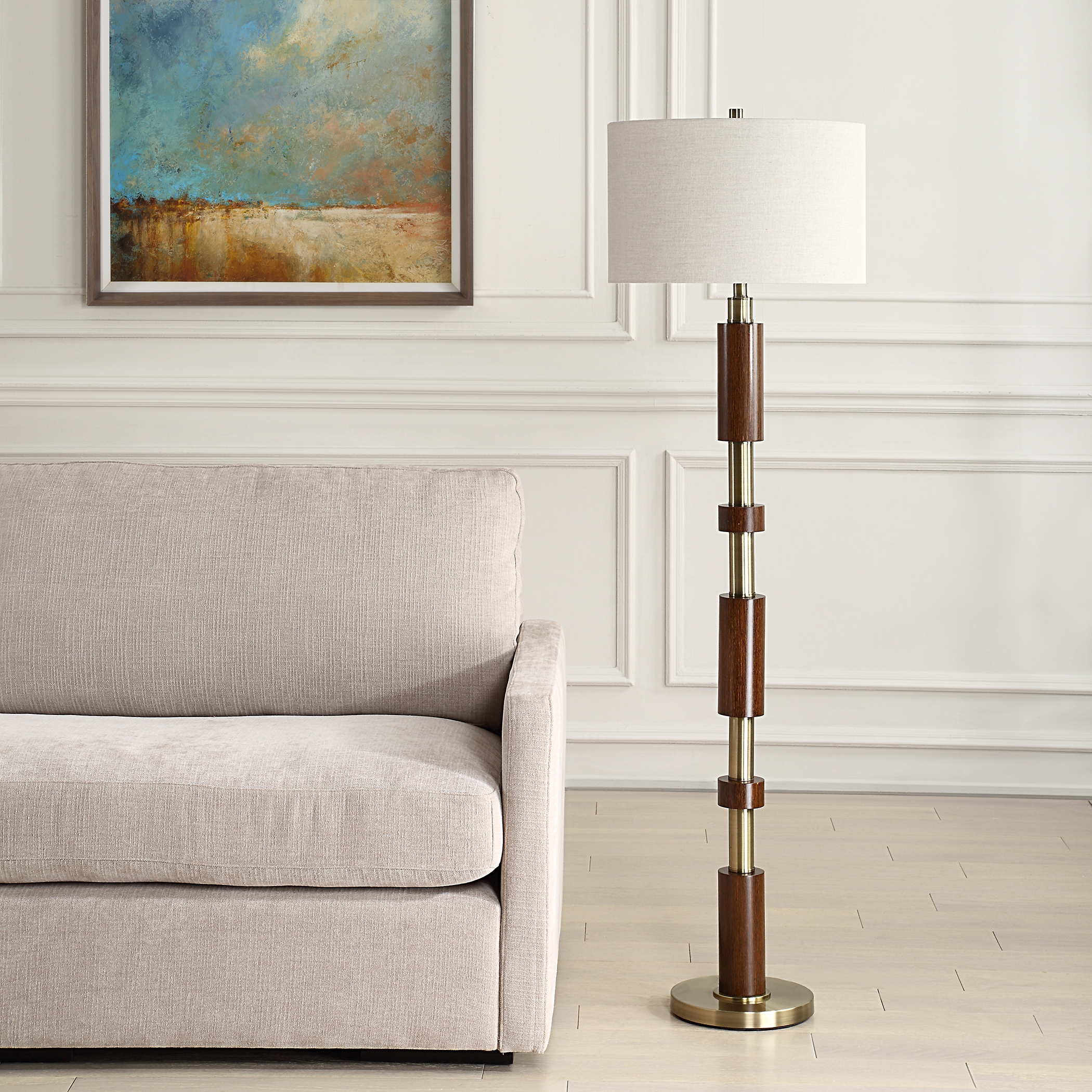Stacked Wooden Floor Lamp - Image 2