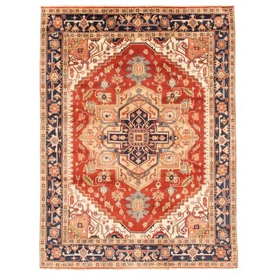 One-of-a-Kind Denesha Hand-Knotted New Age 8'10" x 11'9" Wool Area Rug in Dark Red/Beige - Image 0