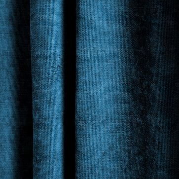 Worn Velvet Curtain with Cotton Lining, Regal Blue, 48"x84" - Image 1