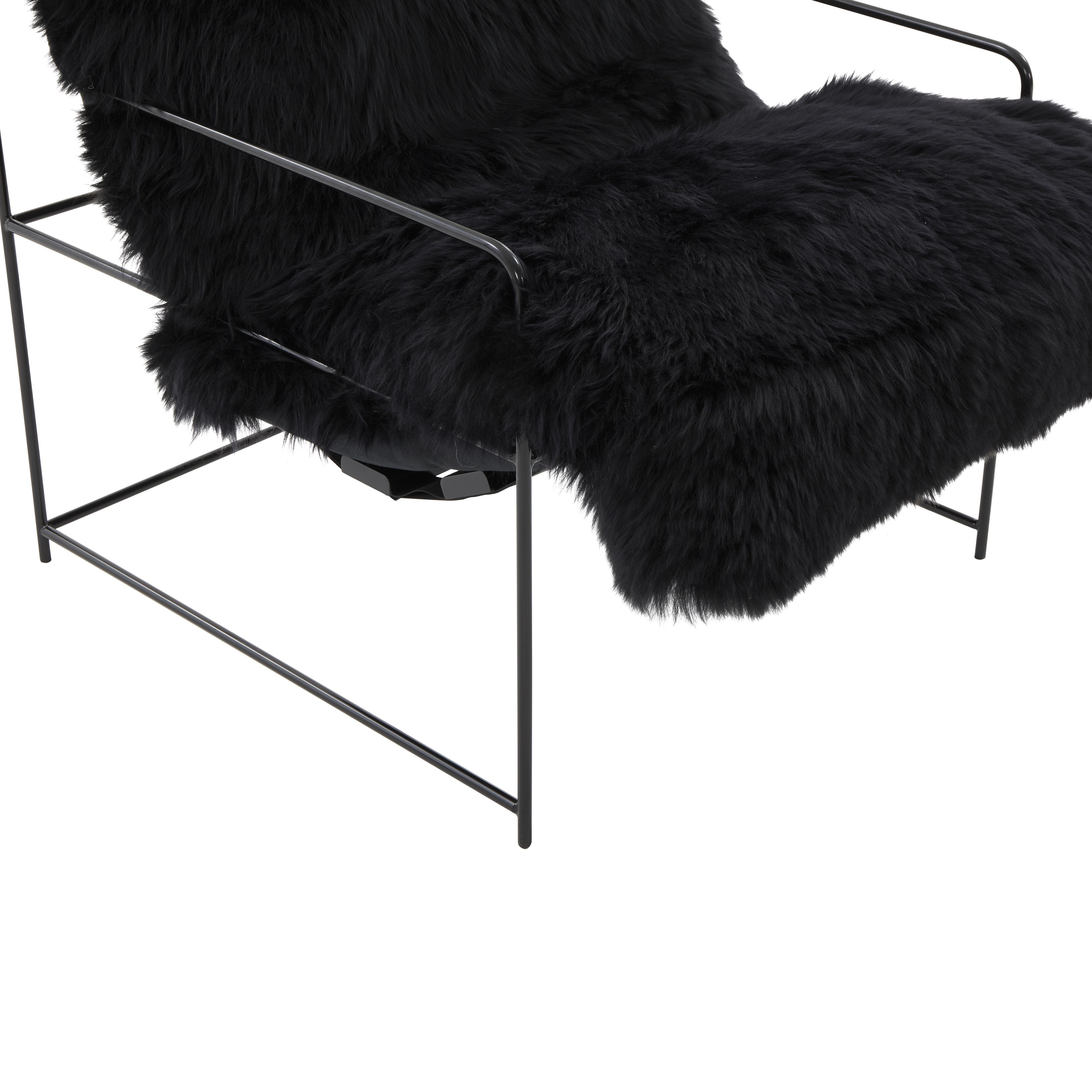 Kimi Black Genuine Sheepskin Chair - Image 2