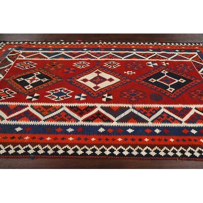 One-of-a-Kind Forada Hand-Knotted 1970s Kilim Red 6' x 10'2" Wool Area Rug - Image 0