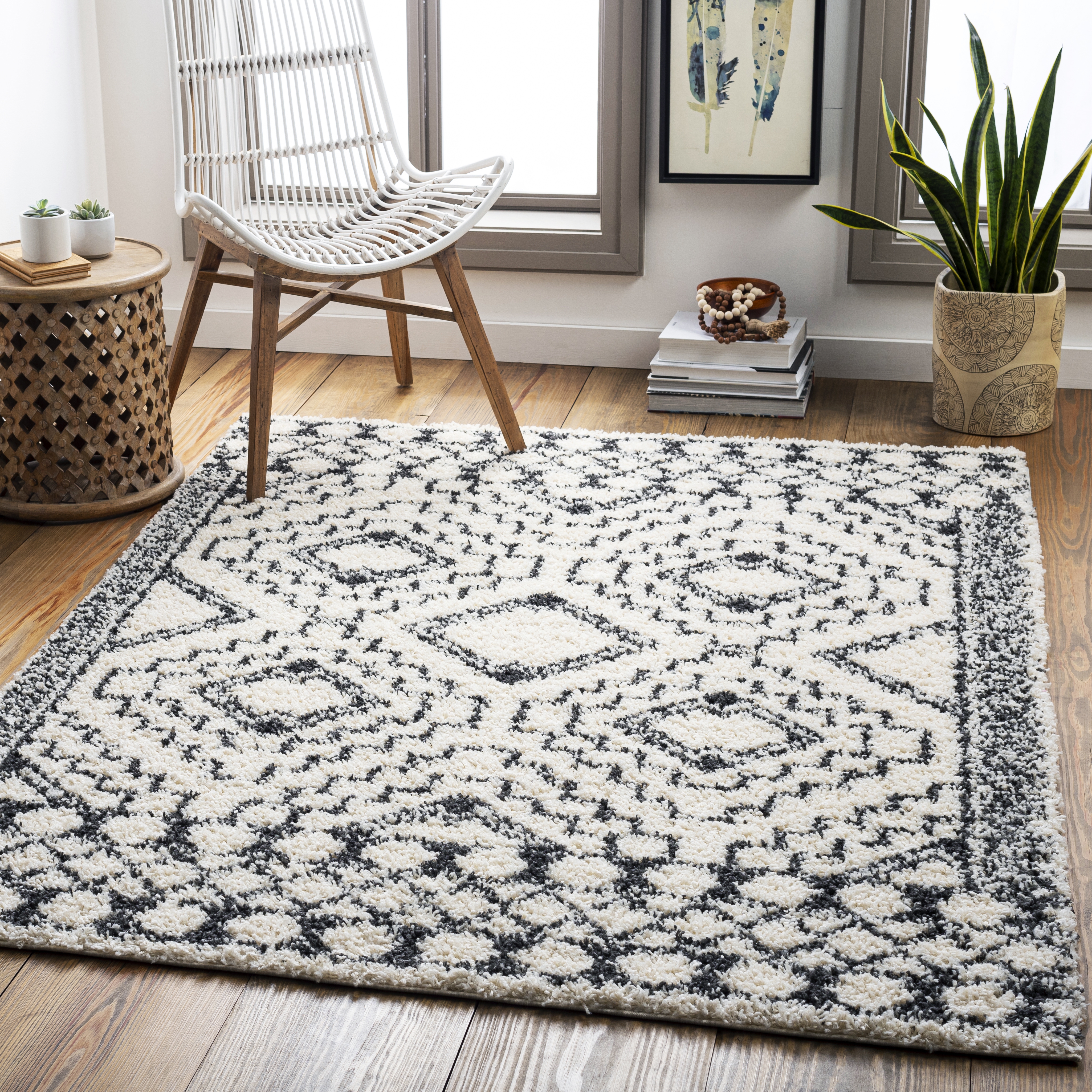 Beni Shag Beige Indoor 2'7" x 7'3" Machine Woven Rug - Image 1