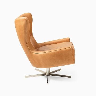 Erik Swivel Chair, Poly, Vegan Leather, Cinder, Polished Nickel - Image 3