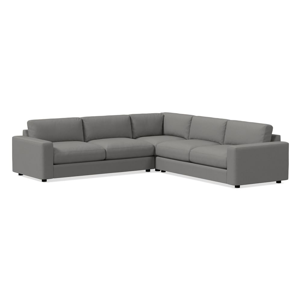 Urban Sectional Set 06: Left Arm 3 Seater Sofa, Corner, Right Arm 3 Seater Sofa, Down Blend, Performance Washed Canvas, Storm Gray, Concealed Supports - Image 0