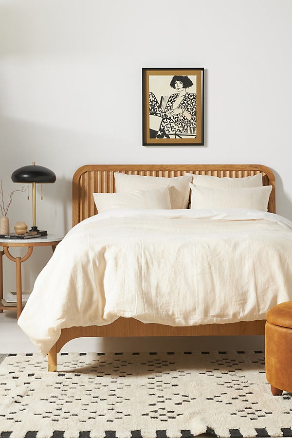 Avalon Striped Linen Duvet Cover By Anthropologie in Beige Size KG TOP/BED - Image 0