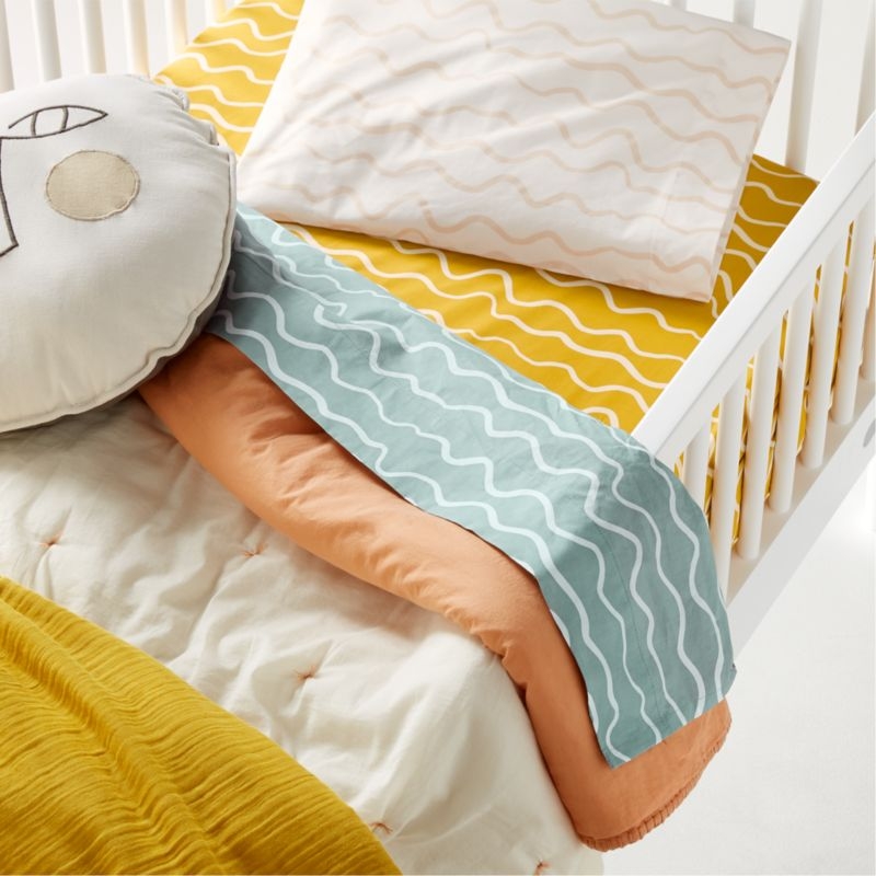 Peach Mini Tuft Organic Crib Blanket - Image 1