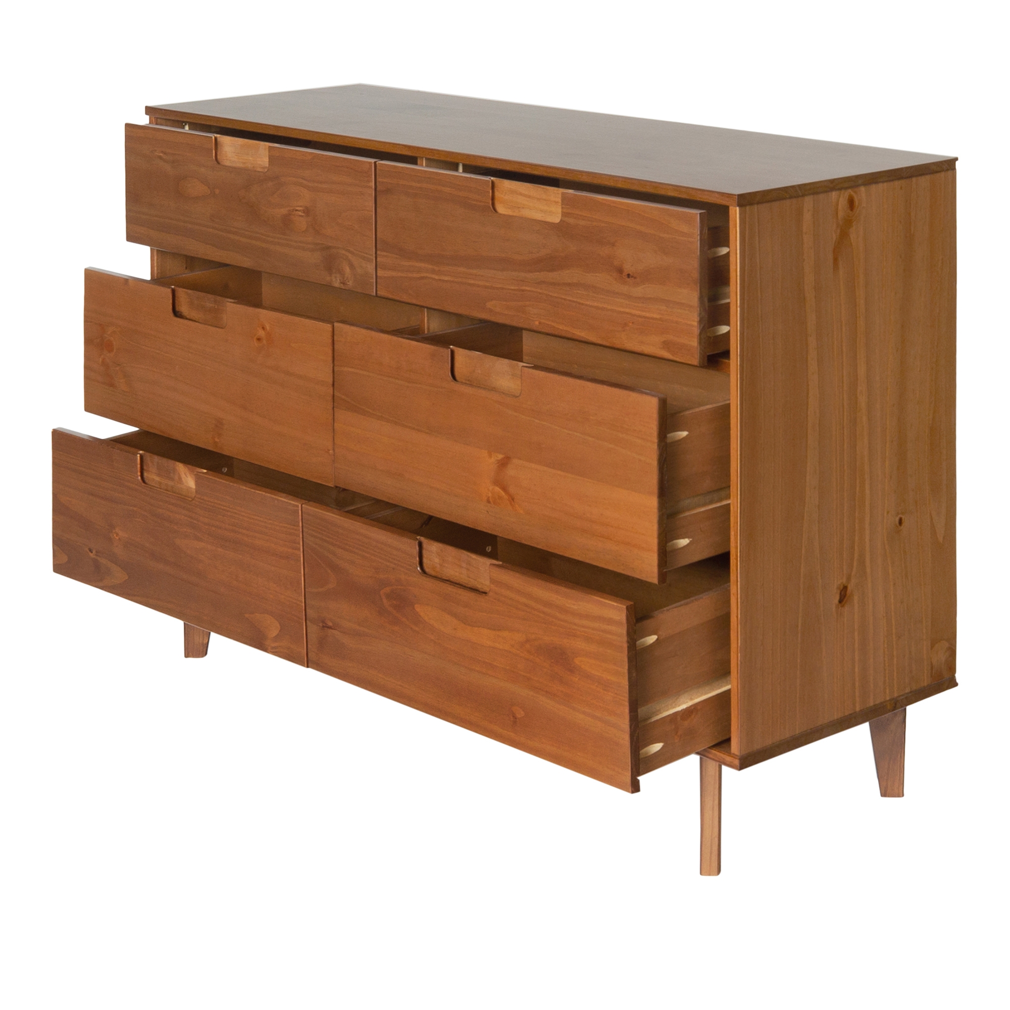 Sloane 6 Drawer Groove Handle Wood Dresser - Caramel - Image 3