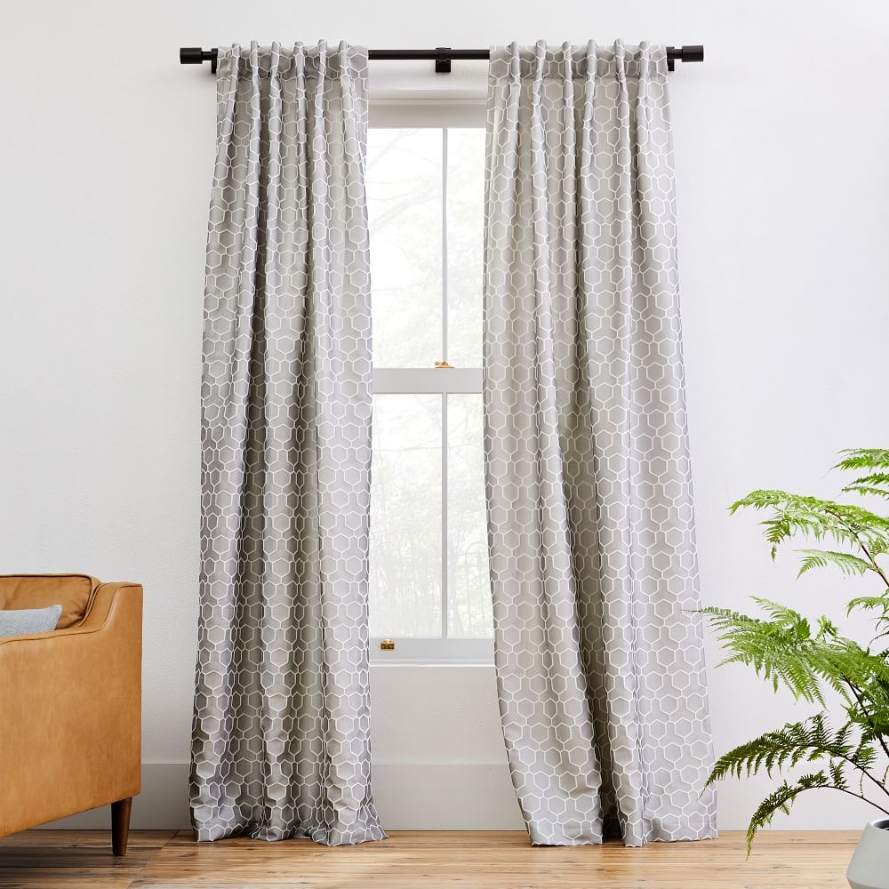 Honeycomb Jacquard Curtain, Frost Gray, 48"x84" - Image 0