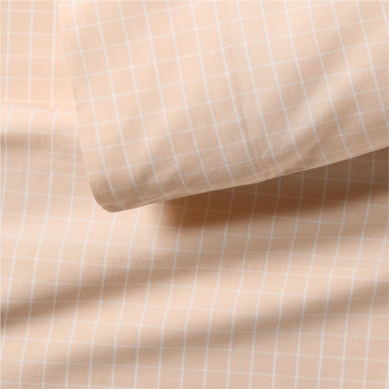 Stax Mini Grid Elegant Pink Yarn-Dyed Organic Cotton Kids Twin Sheet Set - Image 2