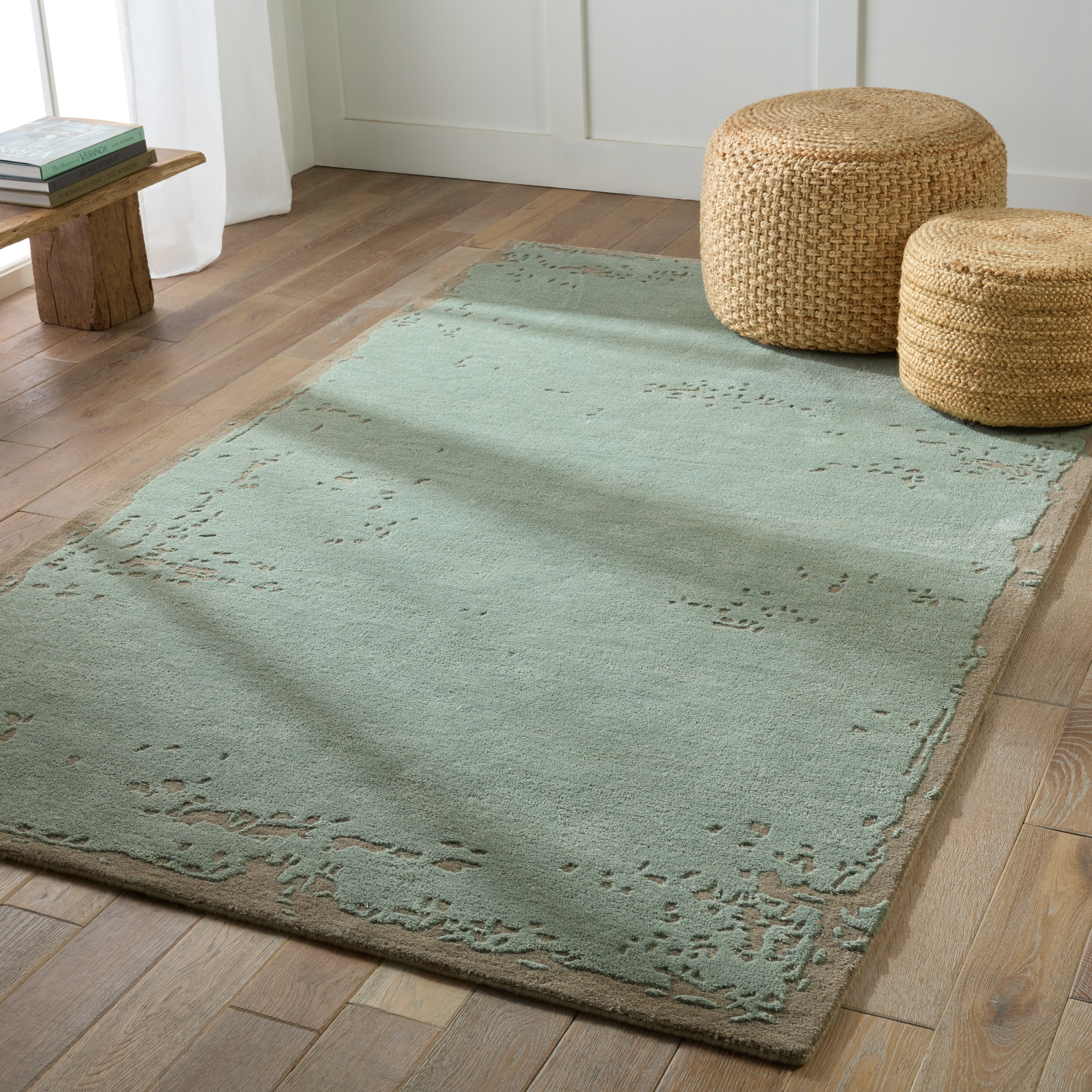 Avenue Handmade Abstract Sage/ Taupe Area Rug (9'X12') - Image 4
