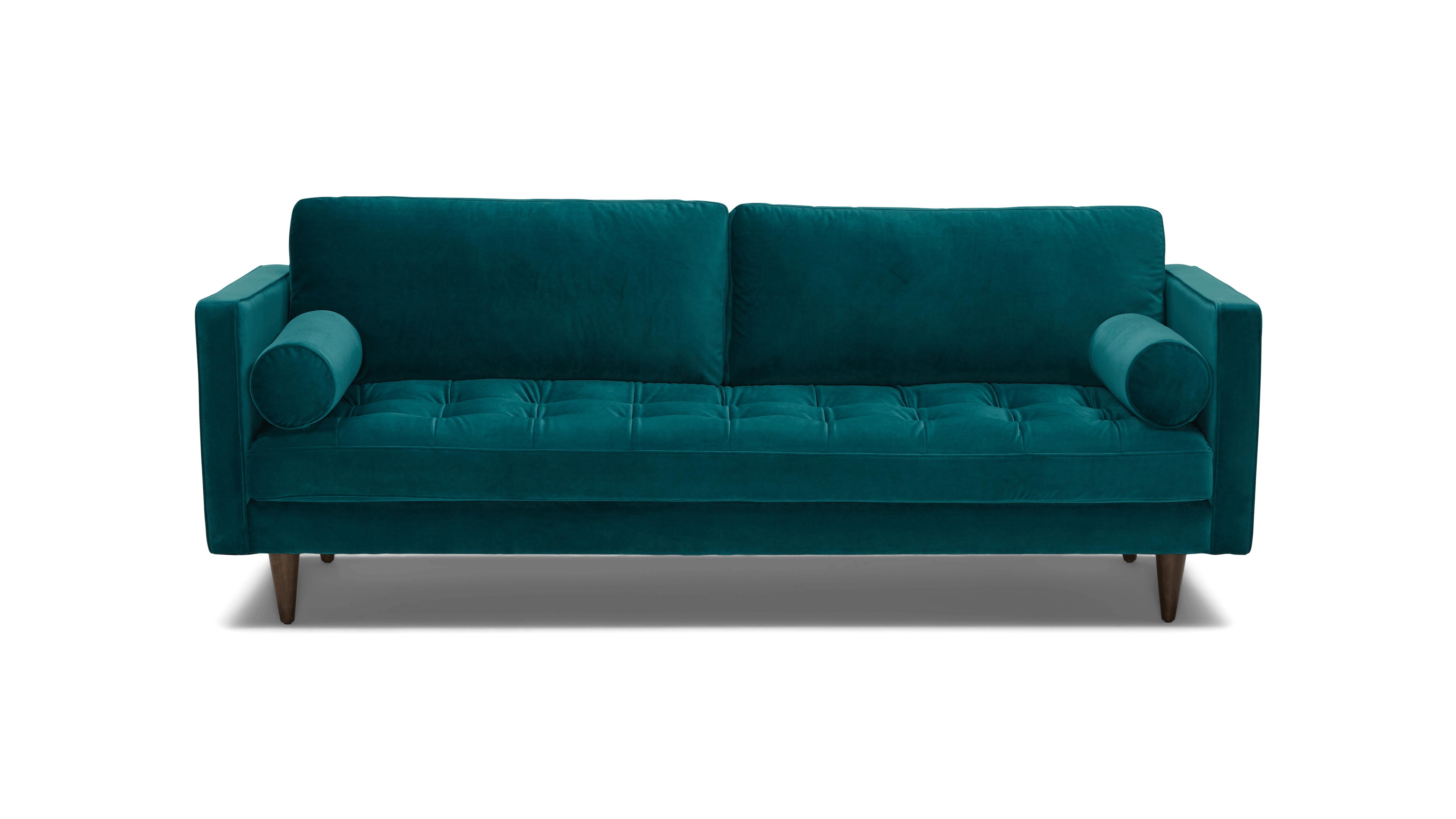 Blue Briar Mid Century Modern Sofa - Royale Peacock - Mocha - Image 0