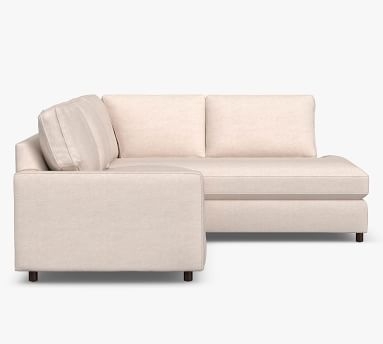 PB Comfort Square Arm Upholstered Left Sofa Return Bumper Sectional, Box Edge, Down Blend Wrapped Cushions, Performance Heathered Basketweave Platinum - Image 5