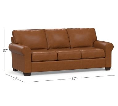 Buchanan Roll Arm Leather Sleeper Sofa, Polyester Wrapped Cushions, Churchfield Ebony - Image 2
