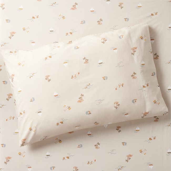 Stay Cool Beach Scene Organic Cotton Kids Pillowcase - Image 0