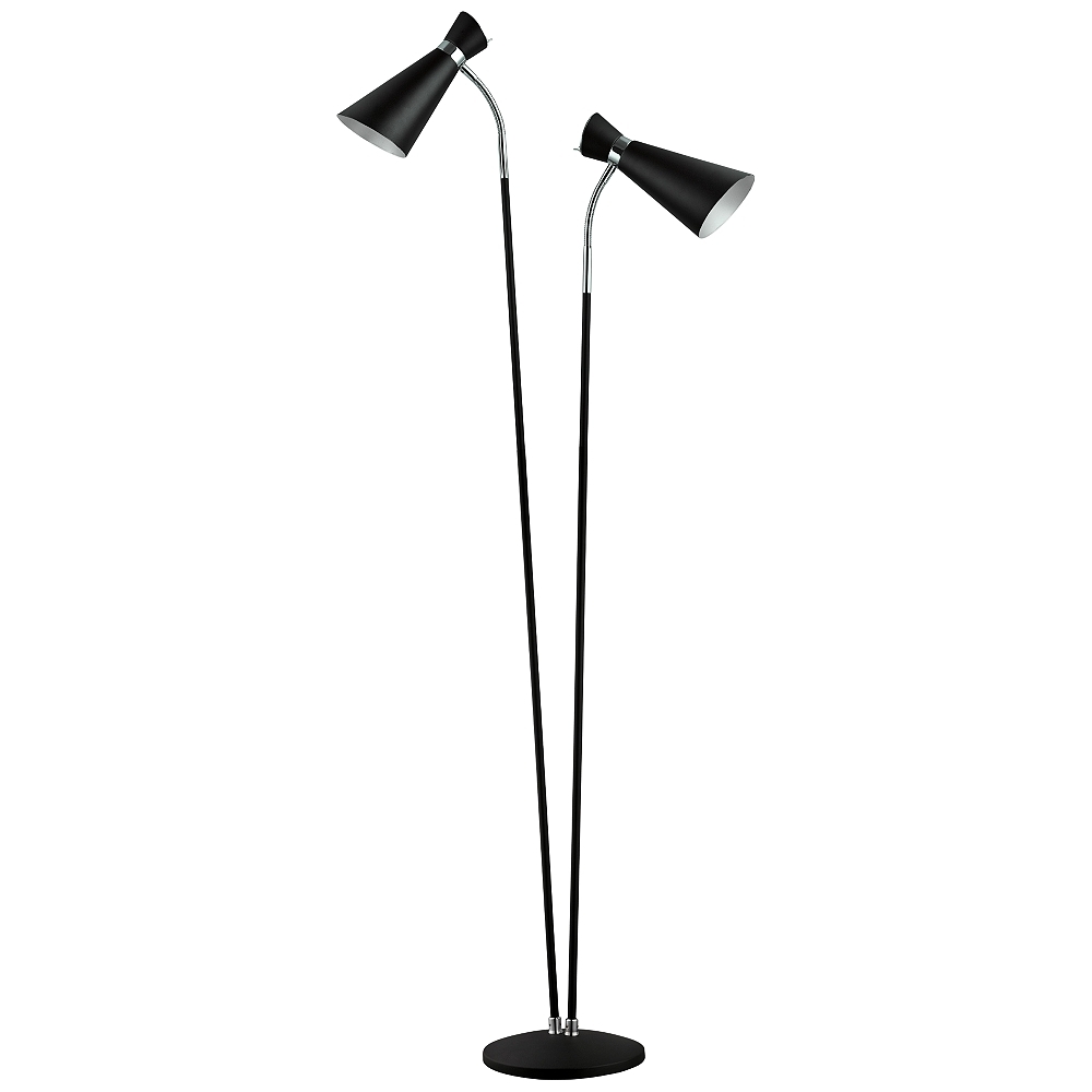 Eglo Sardinara Matte Black and Chrome 2-Light Floor Lamp - Image 0