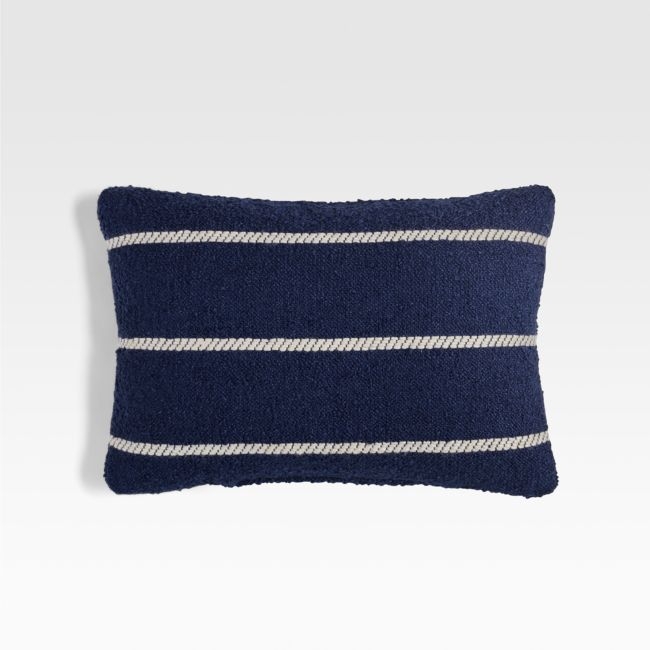 Adia 20"x13" Striped Blue Outdoor Lumbar Pillow - Image 0