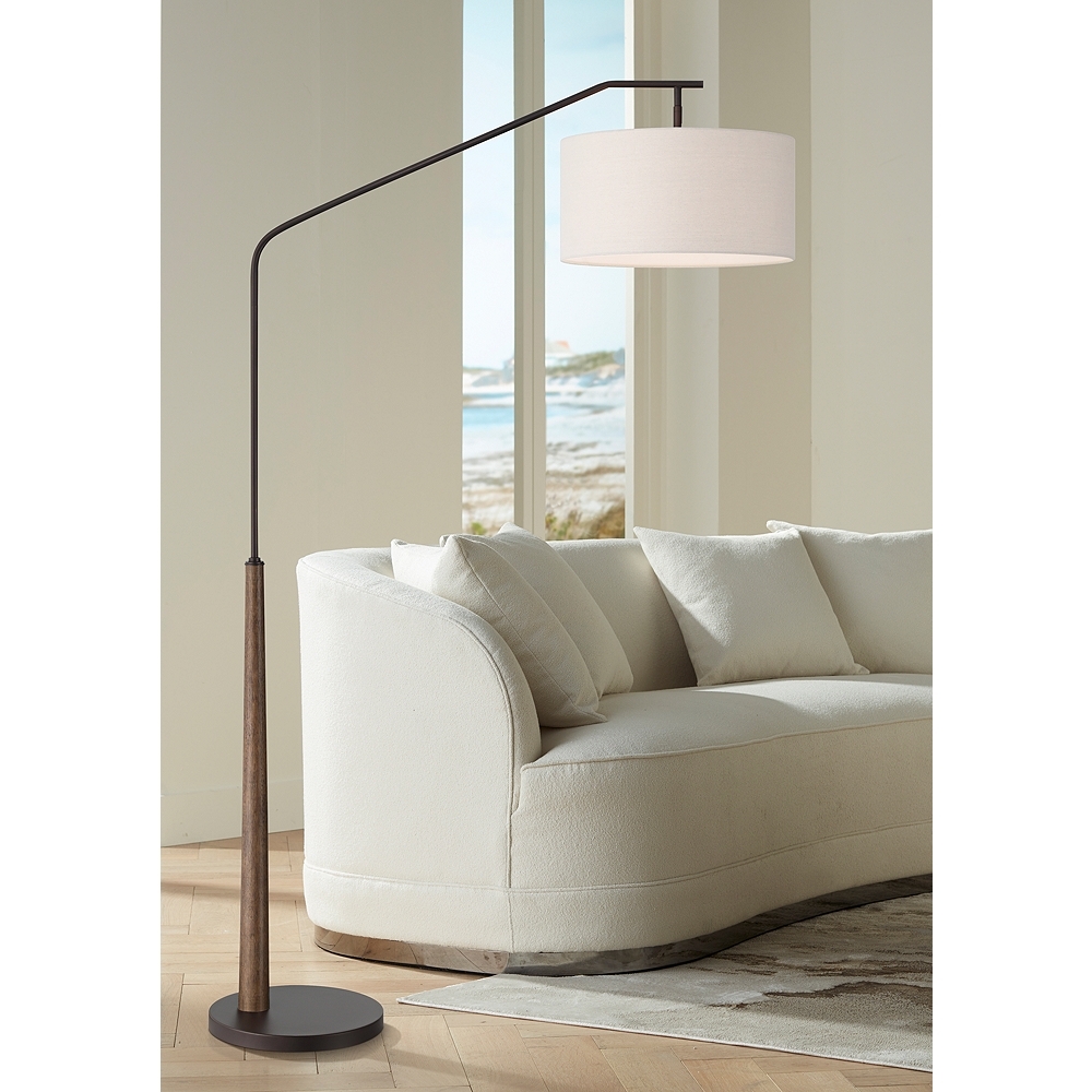 Franklin Iron Works Kipling 76" Bronze and Wood Arc Floor Lamp - Image 0