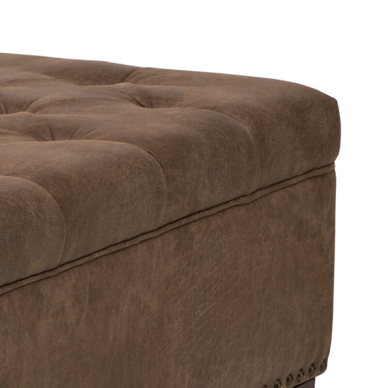 Sigler 35.5'' Wide Faux Leather Tufted Square Cocktail Ottoman - Image 4