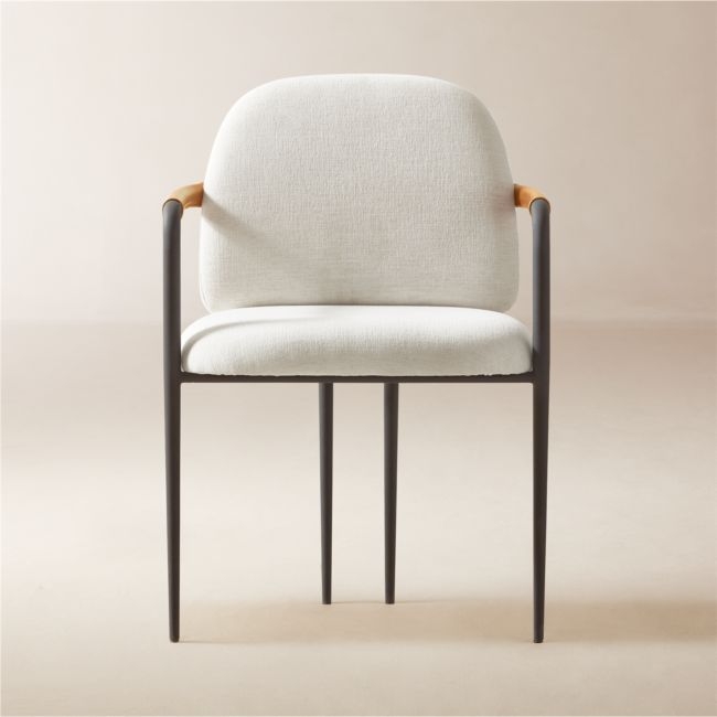 Avont Upholstered White Performance Fabric Metal Dining Armchair Set of 4 - Image 0