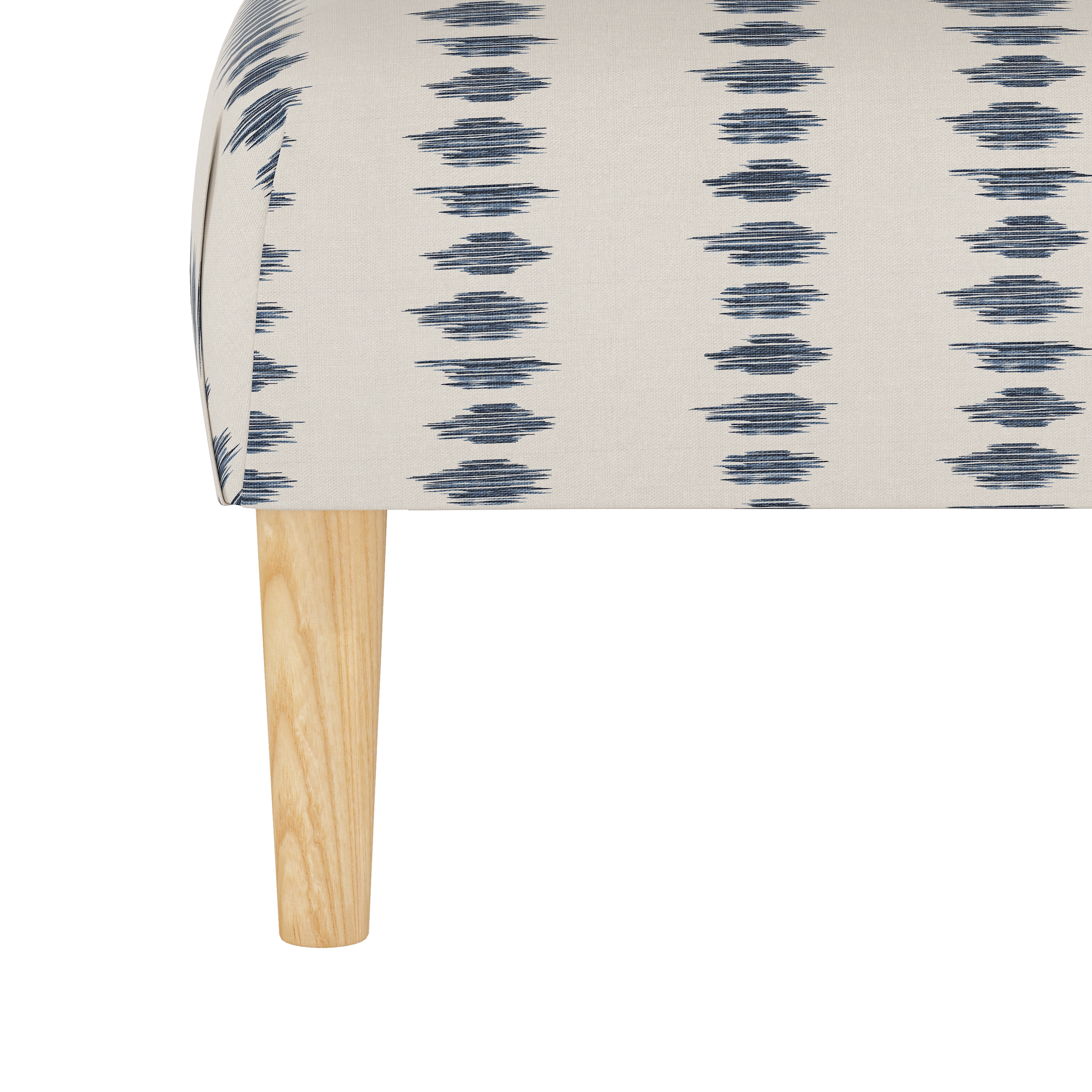 Algren Cocktail Ottoman with Cone Legs in Ikat Scribble Slate Oga - Image 2