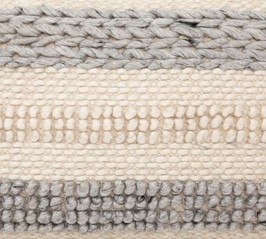 Textured Stripe Pillow, Set of 2, 24" x 16", Cream & Gray - Image 1