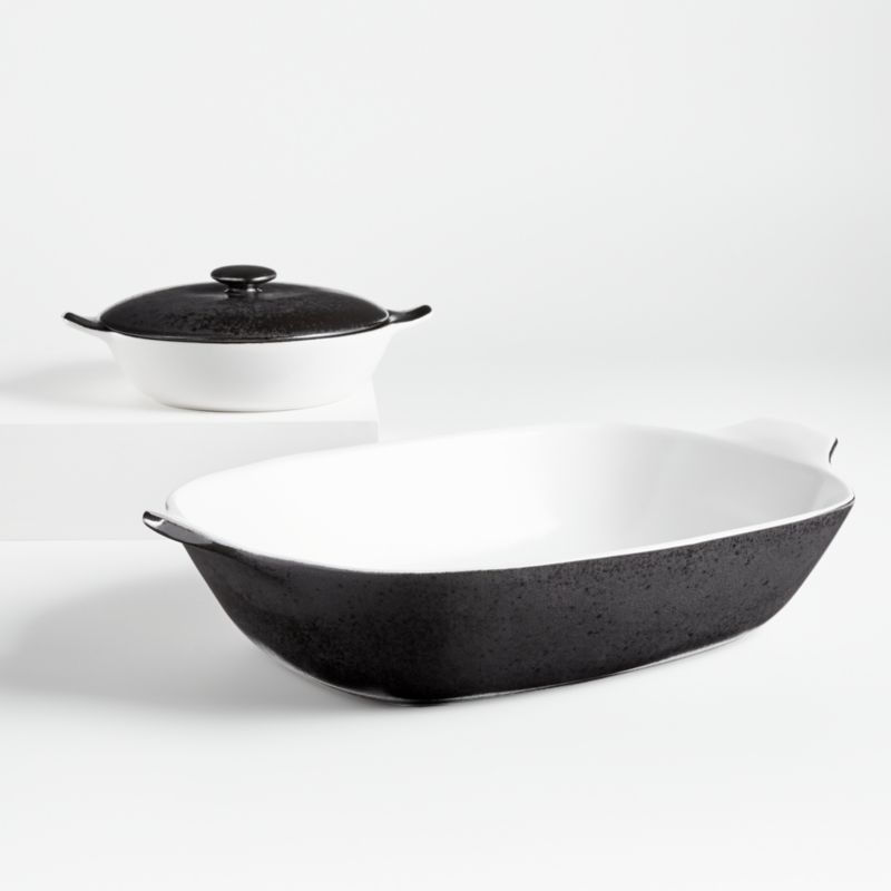 Coco Black-and-White Covered Round Dish - Image 2