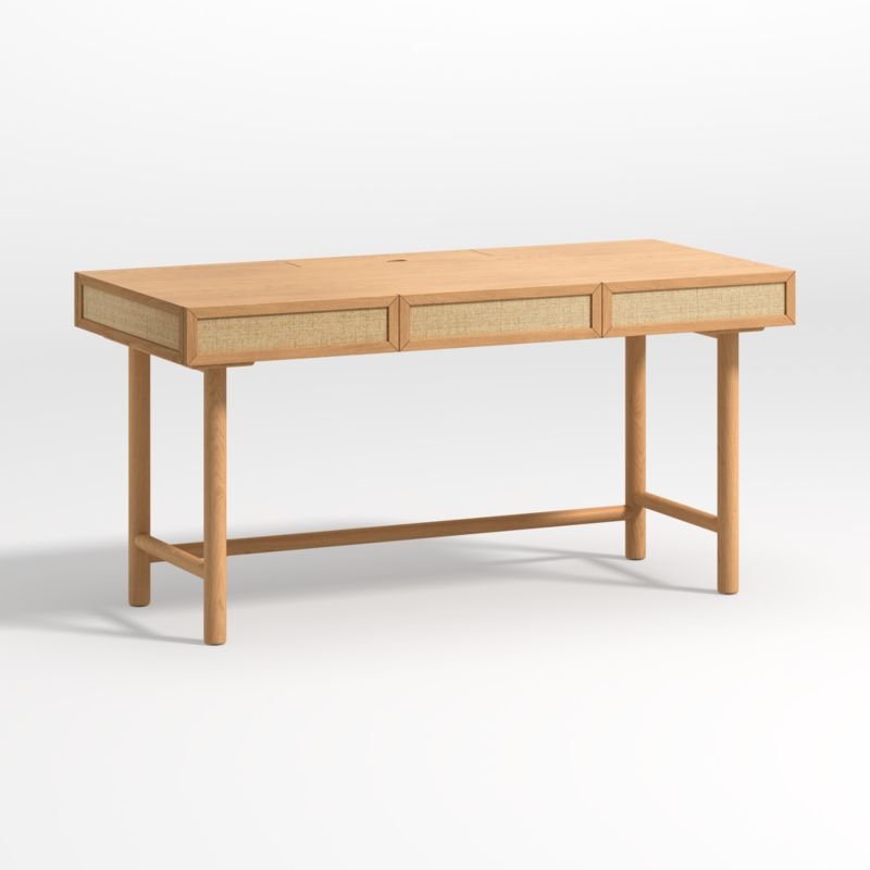 Emmer 60" Oak Desk with Outlet - Image 1