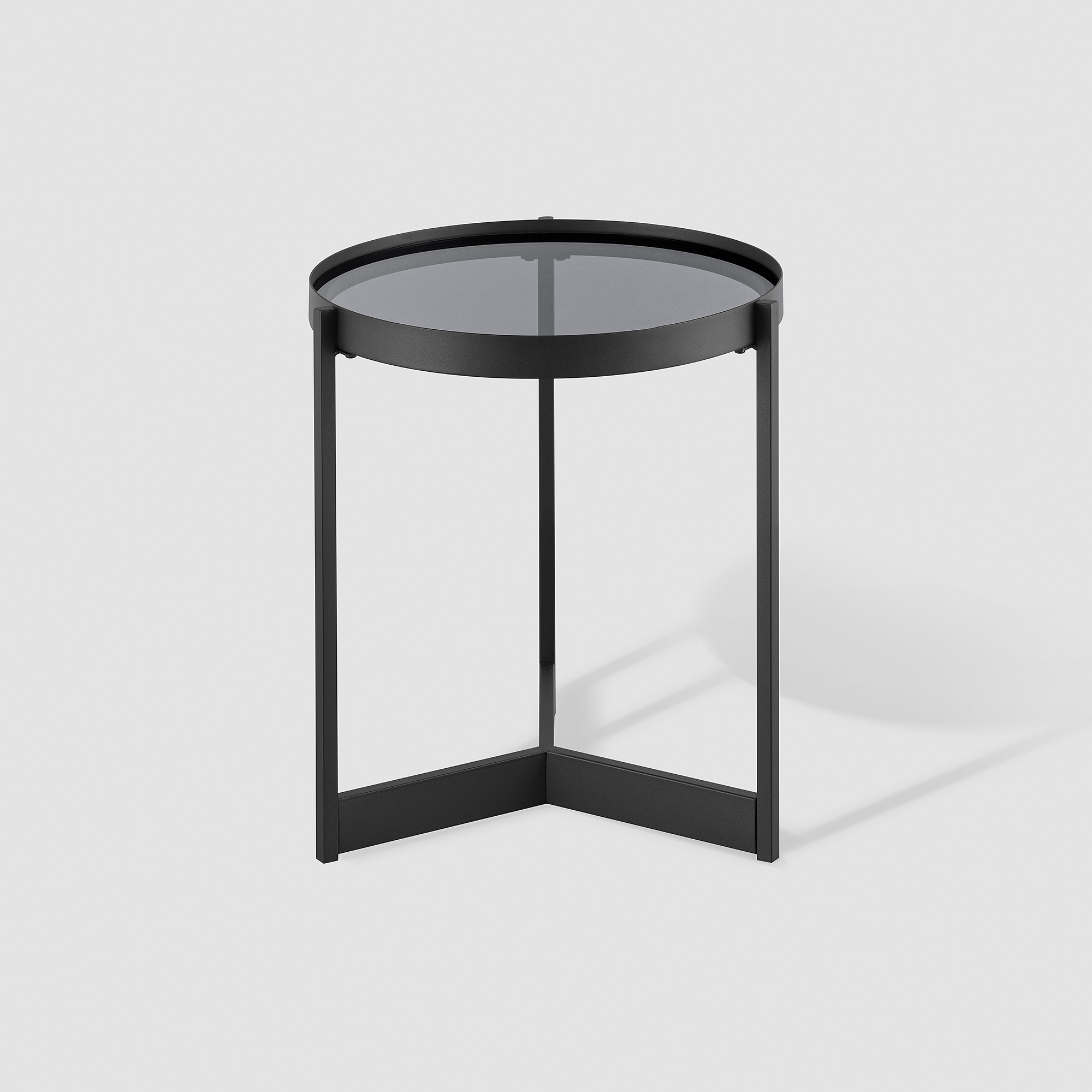Contemporary Tray-Top Round Side Table – Smoked Glass - Image 1