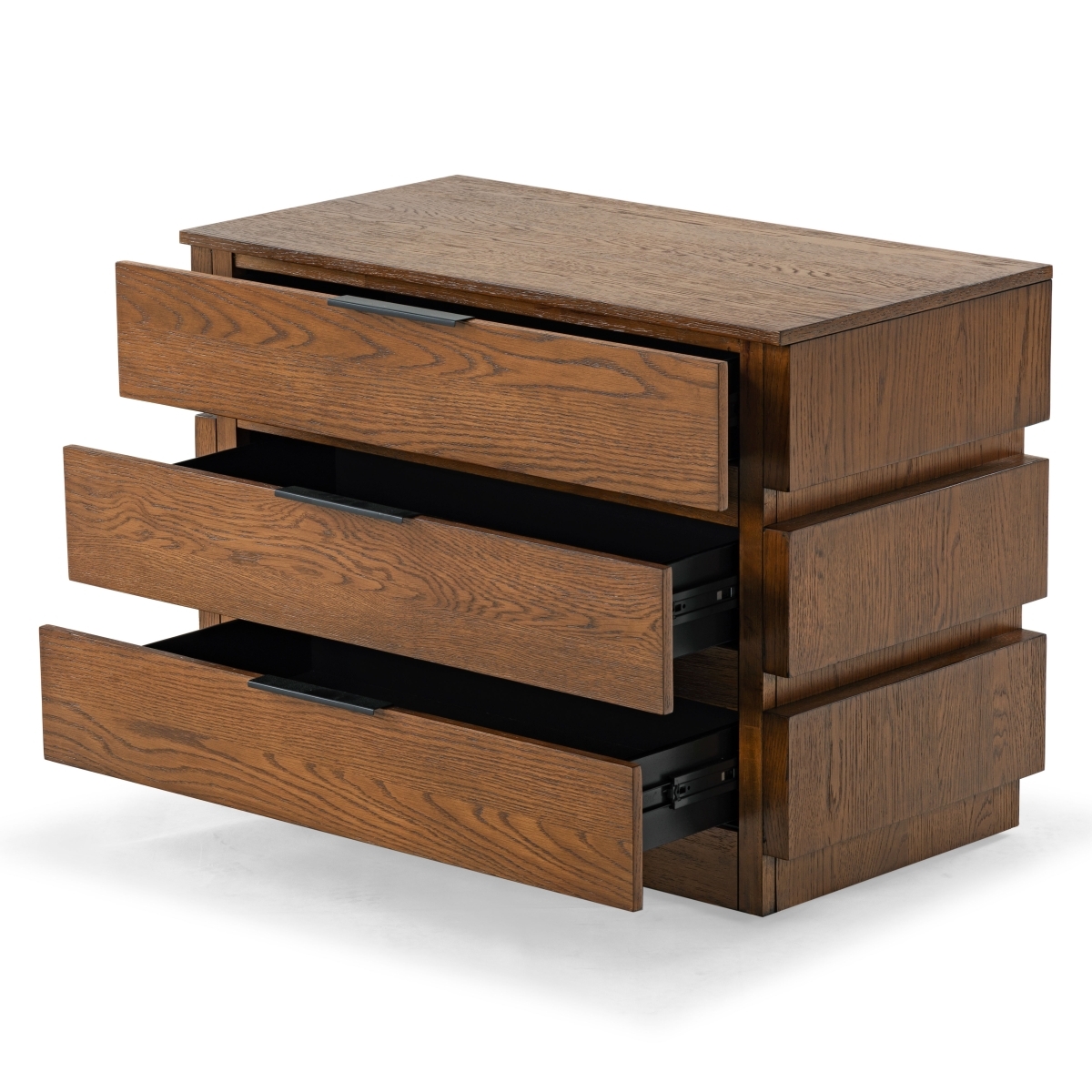 Titus 3 Drawer Stacked Chest - Medium Oak - Image 6