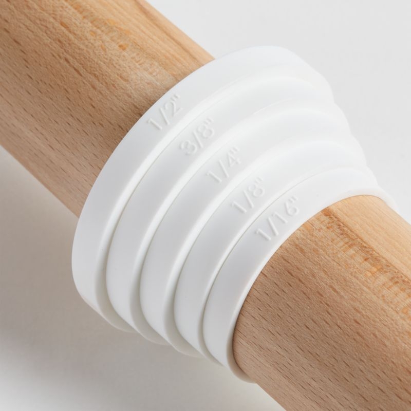 Crate & Barrel Wood Rolling Pin with Measuring Rings - Image 5