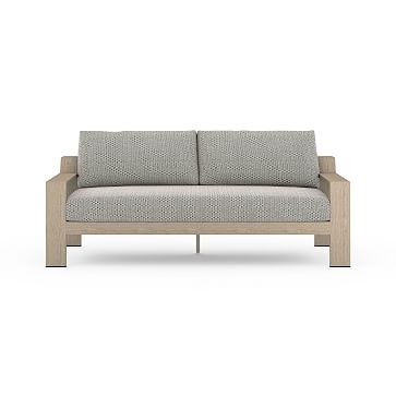 Monterey Outdoor Sofa, 74", Stone Gray + Teak - Image 1