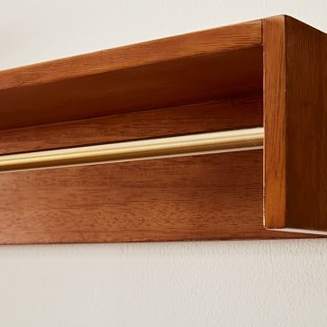 Bekins Shelves, Set of 2, Acorn Antique Brass, 18in and Essential S Hooks Brass, Set of 5 - Image 3