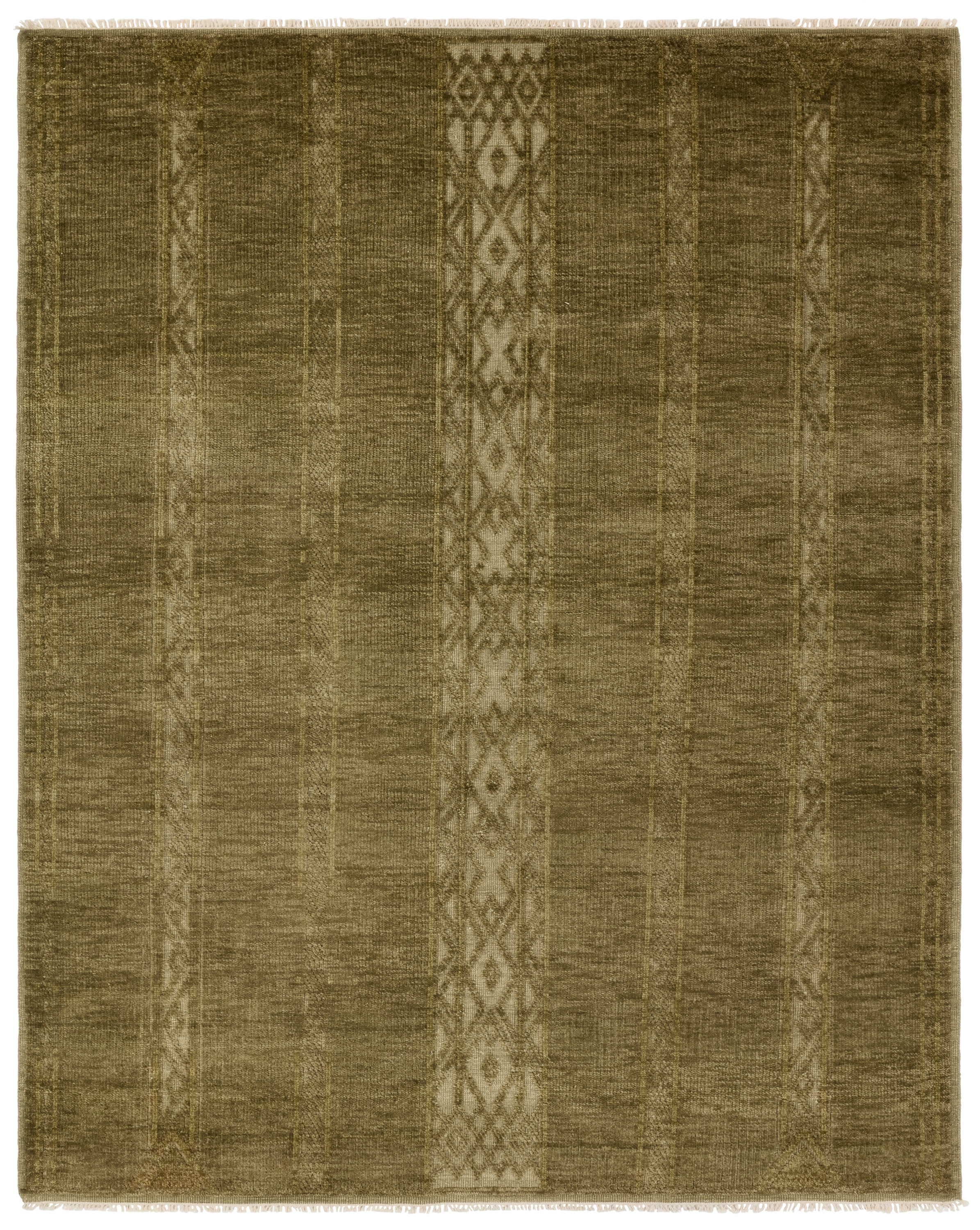 Achala TAP03 Handknotted Stripes Green Area Rug (8'x10') - Image 0