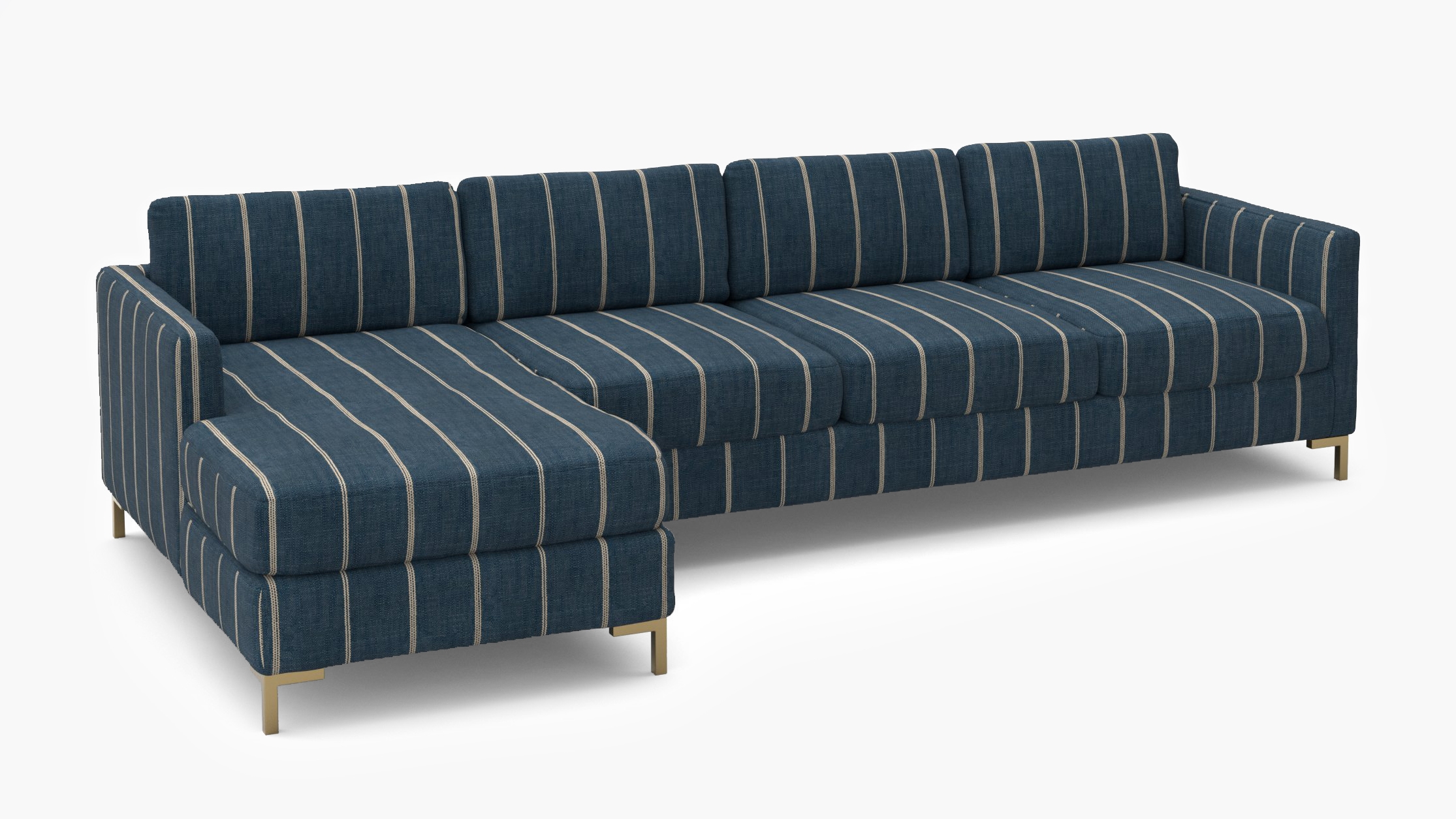 Modern Sectional, Left Facing, Indigo Felix, Brass L Leg - Image 1