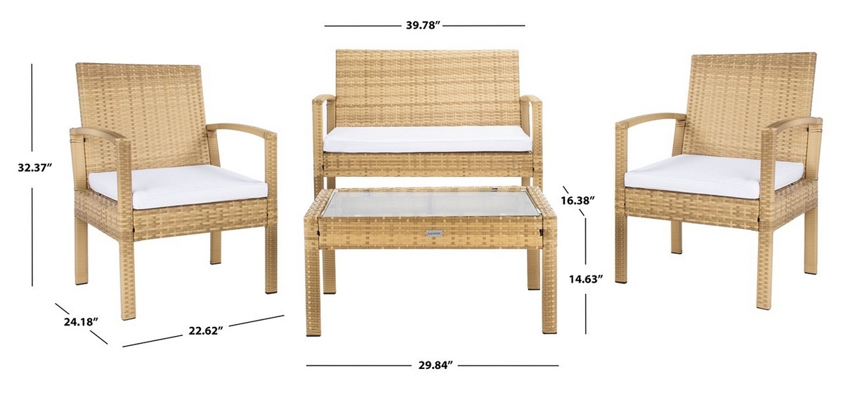 Bassey 4 Pc Living Set - Natural/White - Safavieh - Image 7