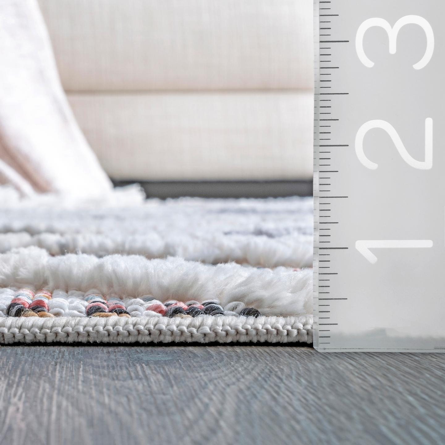 Journey Shaggy Checkered Tiles Tassel Area Rug - Image 4