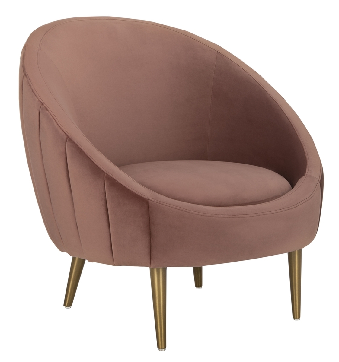 Razia Channel Tufted Tub Chair, Rose - Image 1