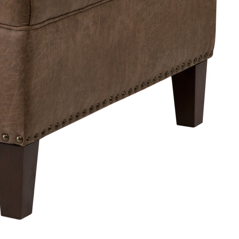 Sigler 35.5'' Wide Faux Leather Tufted Square Cocktail Ottoman - Image 3