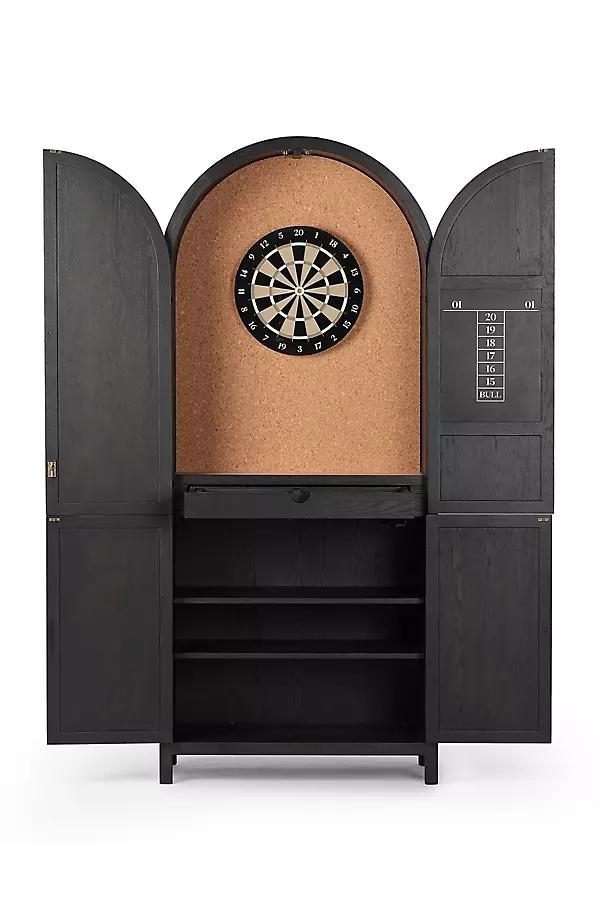Archer Arched Wood Darts Cabinet - Image 0