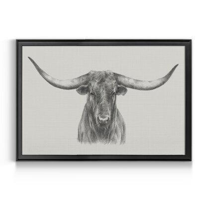 Longhorn Bull - Picture Frame Drawing Print on Canvas - Image 0